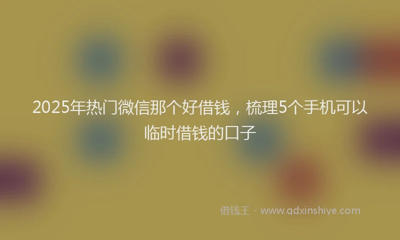 2025年热门微信那个好借钱，梳理5个手机可以临时借钱的口子