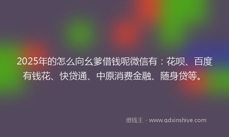 2025年的怎么向幺爹借钱呢微信有：花呗、百度有钱花、快贷通、中原消费金融、随身贷等。