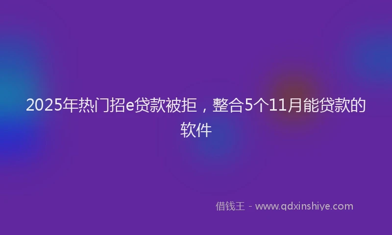 2025年热门招e贷款被拒，整合5个11月能贷款的软件