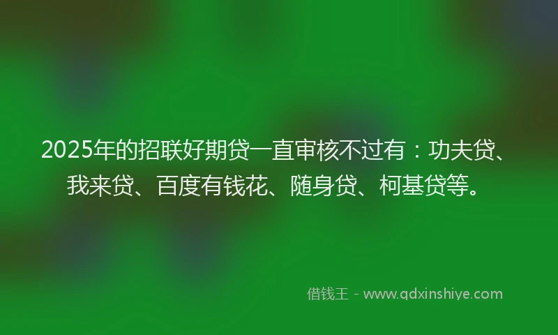 2025年的招联好期贷一直审核不过有：功夫贷、我来贷、百度有钱花、随身贷、柯基贷等。