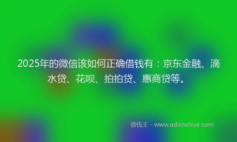 2025年的微信该如何正确借钱有：京东金融、滴水贷、花呗、拍拍贷、惠商贷等。