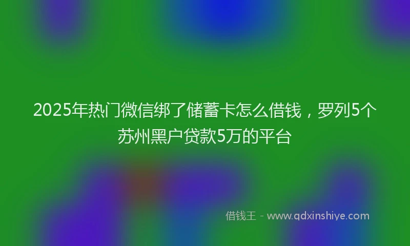 2025年热门微信绑了储蓄卡怎么借钱，罗列5个苏州黑户贷款5万的平台