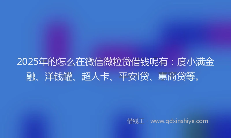 2025年的怎么在微信微粒贷借钱呢有：度小满金融、洋钱罐、超人卡、平安i贷、惠商贷等。