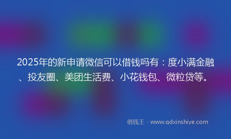 2025年的新申请微信可以借钱吗有：度小满金融、投友圈、美团生活费、小花钱包、微粒贷等。