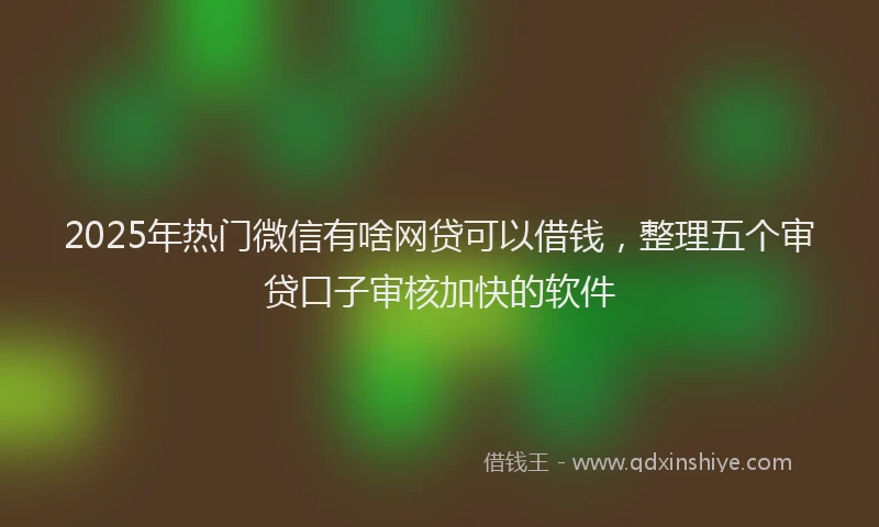 2025年热门微信有啥网贷可以借钱，整理五个审贷口子审核加快的软件