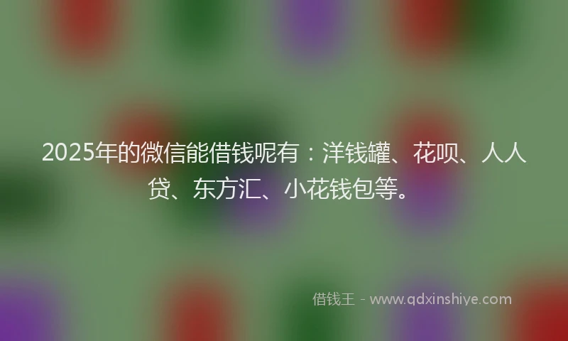 2025年的微信能借钱呢有：洋钱罐、花呗、人人贷、东方汇、小花钱包等。