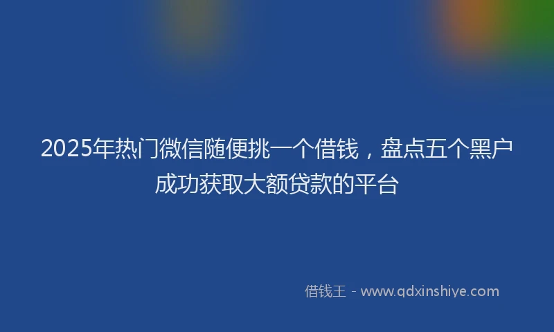 2025年热门微信随便挑一个借钱，盘点五个黑户成功获取大额贷款的平台