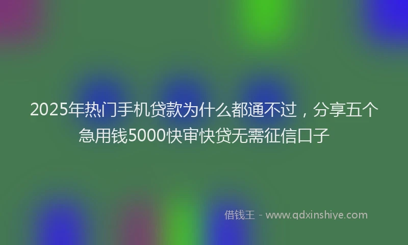 2025年热门手机贷款为什么都通不过，分享五个急用钱5000快审快贷无需征信口子