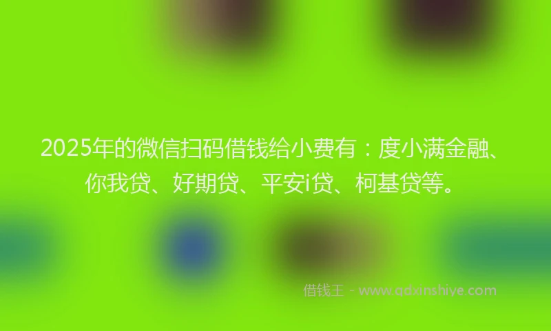 2025年的微信扫码借钱给小费有：度小满金融、你我贷、好期贷、平安i贷、柯基贷等。