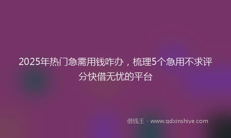 2025年热门急需用钱咋办，梳理5个急用不求评分快借无忧的平台