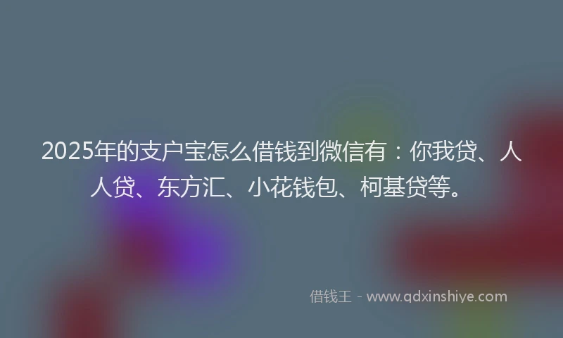 2025年的支户宝怎么借钱到微信有：你我贷、人人贷、东方汇、小花钱包、柯基贷等。