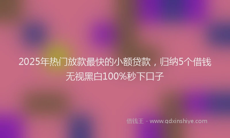 2025年热门放款最快的小额贷款，归纳5个借钱无视黑白100%秒下口子
