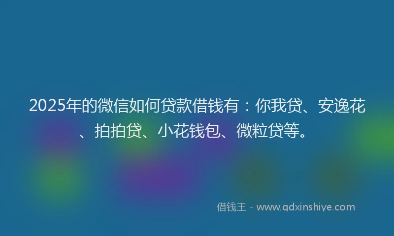 2025年的微信如何贷款借钱有：你我贷、安逸花、拍拍贷、小花钱包、微粒贷等。