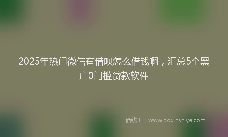 2025年热门微信有借呗怎么借钱啊，汇总5个黑户0门槛贷款软件