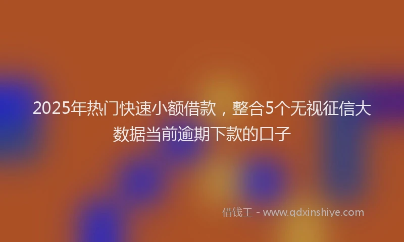 2025年热门快速小额借款，整合5个无视征信大数据当前逾期下款的口子