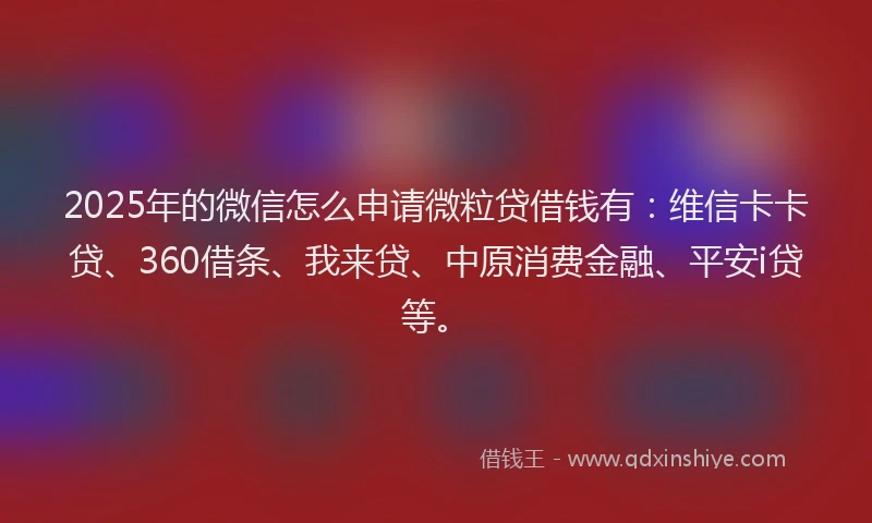 2025年的微信怎么申请微粒贷借钱有：维信卡卡贷、360借条、我来贷、中原消费金融、平安i贷等。