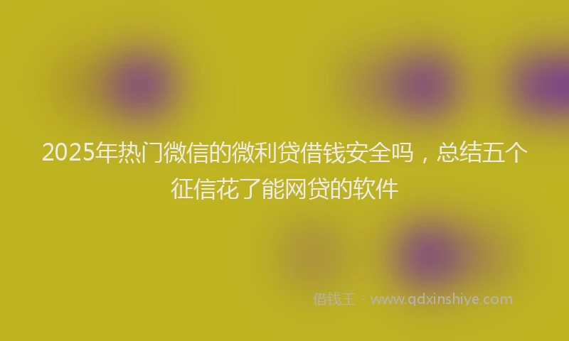2025年热门微信的微利贷借钱安全吗，总结五个征信花了能网贷的软件