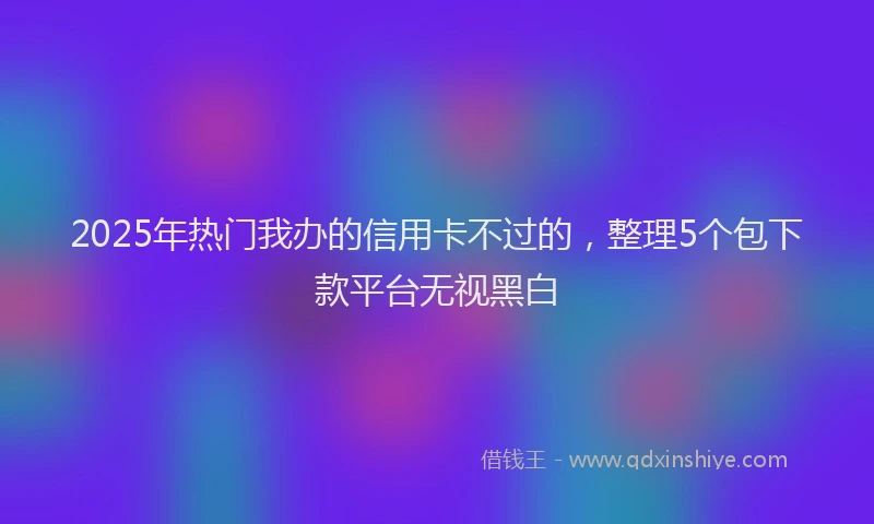 2025年热门我办的信用卡不过的，整理5个包下款平台无视黑白
