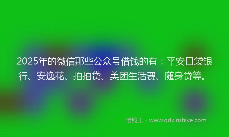 2025年的微信那些公众号借钱的有：平安口袋银行、安逸花、拍拍贷、美团生活费、随身贷等。