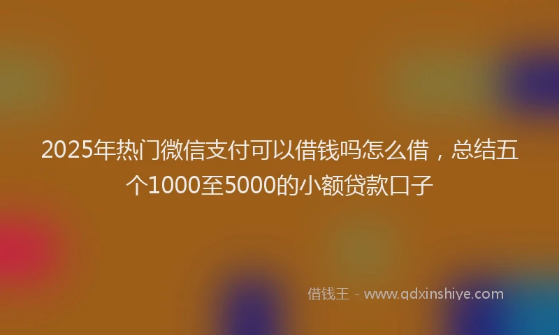 2025年热门微信支付可以借钱吗怎么借，总结五个1000至5000的小额贷款口子