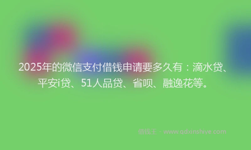 2025年的微信支付借钱申请要多久有：滴水贷、平安i贷、51人品贷、省呗、融逸花等。