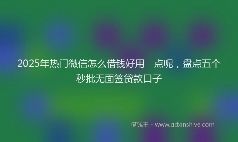 2025年热门微信怎么借钱好用一点呢，盘点五个秒批无面签贷款口子
