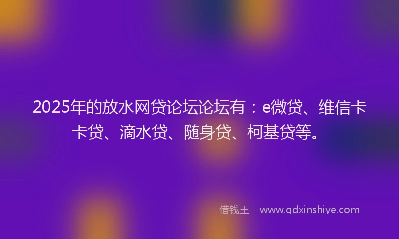 2025年的放水网贷论坛论坛有：e微贷、维信卡卡贷、滴水贷、随身贷、柯基贷等。