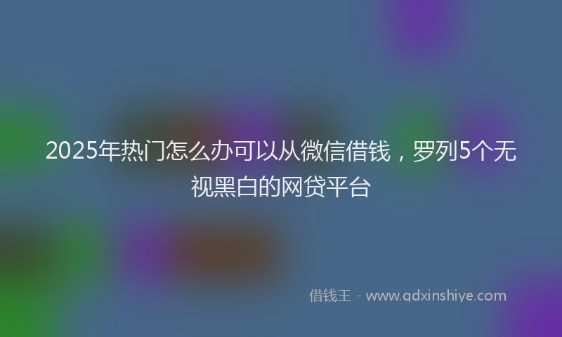 2025年热门怎么办可以从微信借钱，罗列5个无视黑白的网贷平台