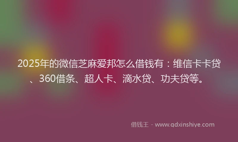 2025年的微信芝麻爱邦怎么借钱有：维信卡卡贷、360借条、超人卡、滴水贷、功夫贷等。