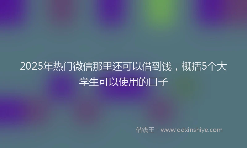 2025年热门微信那里还可以借到钱，概括5个大学生可以使用的口子