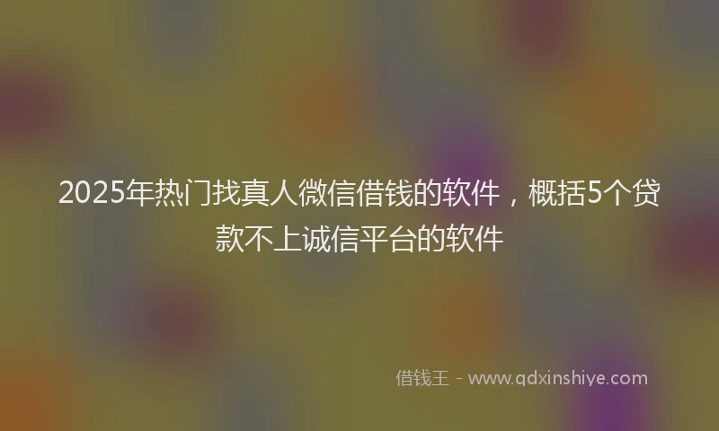 2025年热门找真人微信借钱的软件，概括5个贷款不上诚信平台的软件