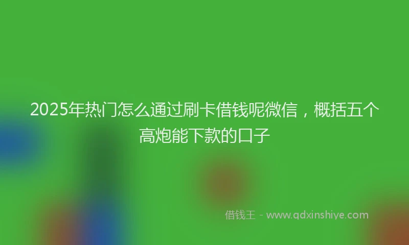 2025年热门怎么通过刷卡借钱呢微信，概括五个高炮能下款的口子