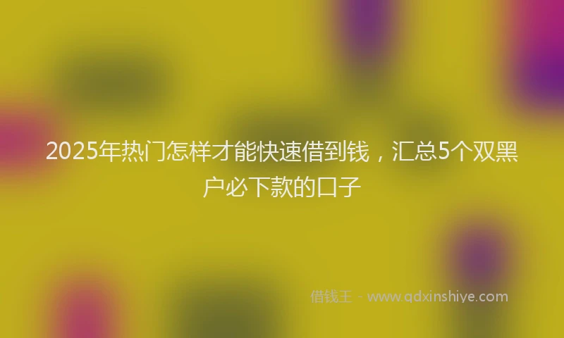 2025年热门怎样才能快速借到钱，汇总5个双黑户必下款的口子