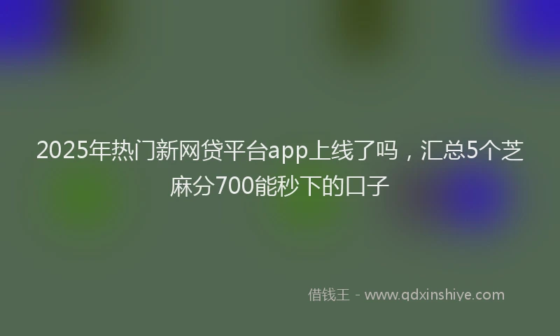 2025年热门新网贷平台app上线了吗，汇总5个芝麻分700能秒下的口子