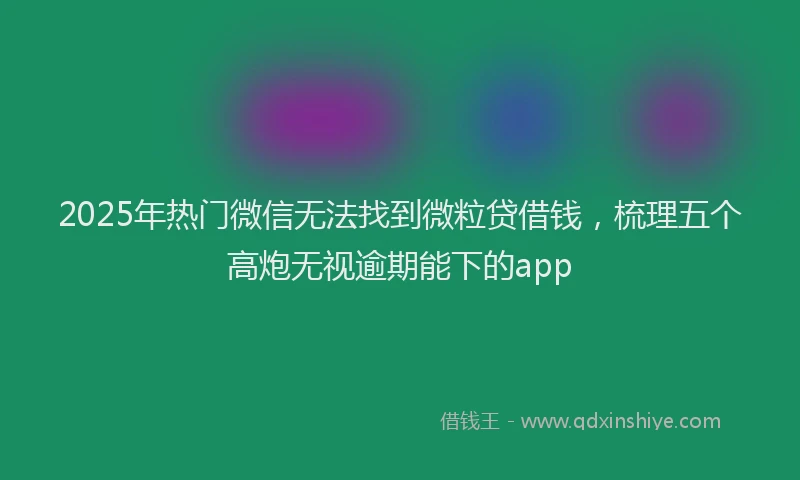 2025年热门微信无法找到微粒贷借钱，梳理五个高炮无视逾期能下的app