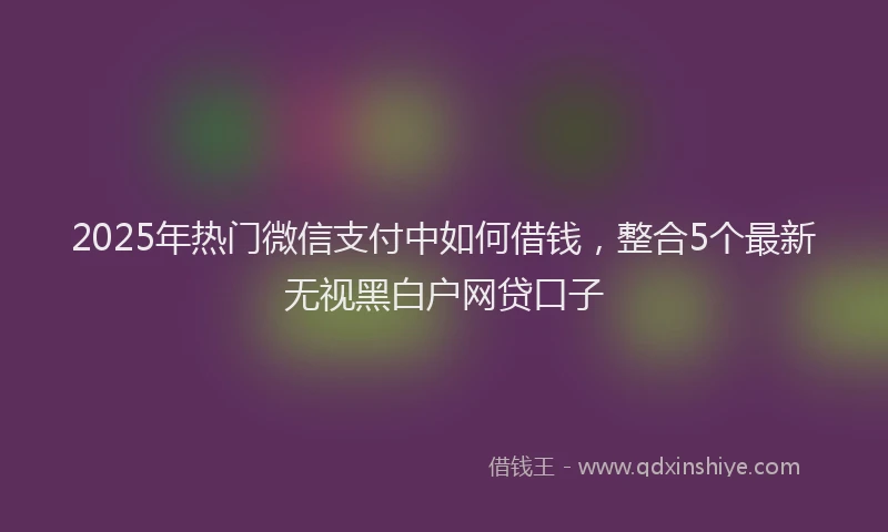 2025年热门微信支付中如何借钱，整合5个最新无视黑白户网贷口子