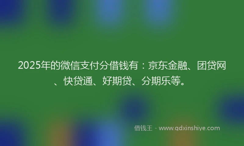 2025年的微信支付分借钱有：京东金融、团贷网、快贷通、好期贷、分期乐等。