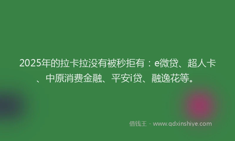 2025年的拉卡拉没有被秒拒有：e微贷、超人卡、中原消费金融、平安i贷、融逸花等。