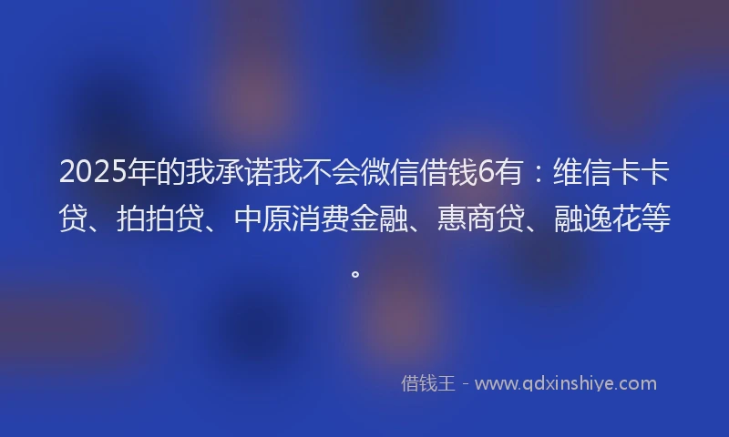 2025年的我承诺我不会微信借钱6有：维信卡卡贷、拍拍贷、中原消费金融、惠商贷、融逸花等。