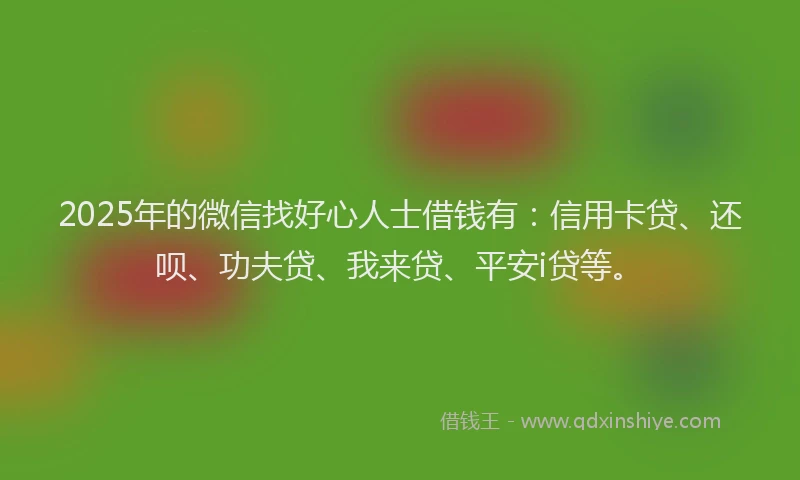 2025年的微信找好心人士借钱有：信用卡贷、还呗、功夫贷、我来贷、平安i贷等。