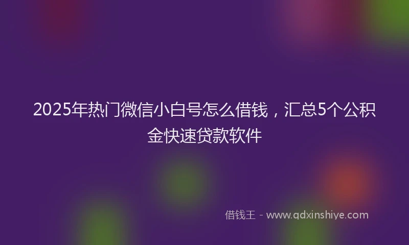2025年热门微信小白号怎么借钱，汇总5个公积金快速贷款软件