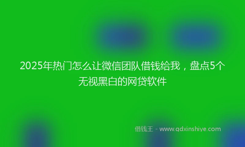 2025年热门怎么让微信团队借钱给我，盘点5个无视黑白的网贷软件