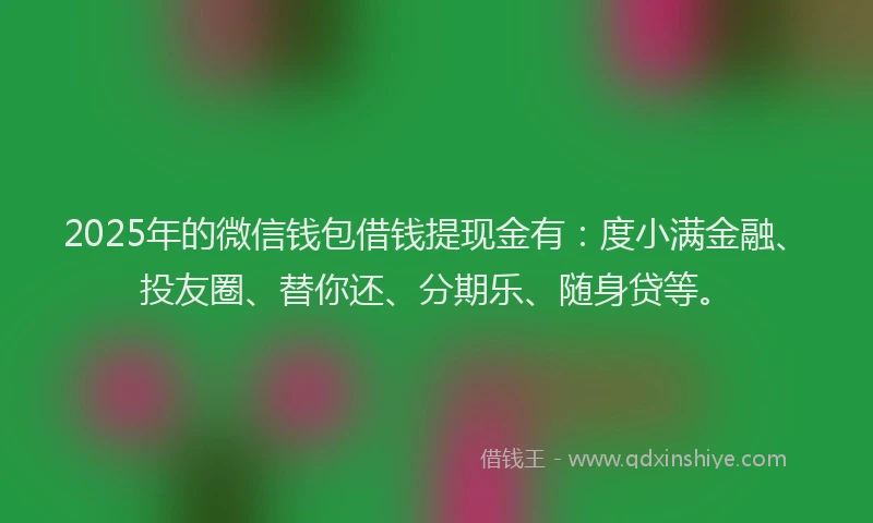 2025年的微信钱包借钱提现金有：度小满金融、投友圈、替你还、分期乐、随身贷等。