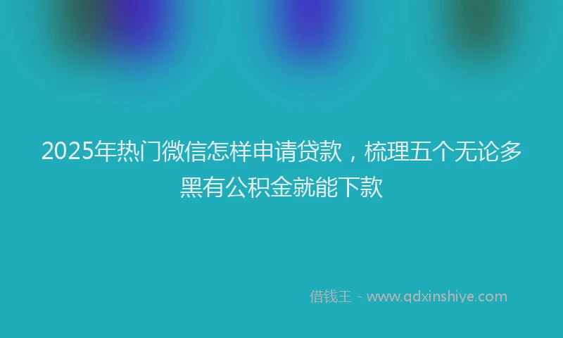 2025年热门微信怎样申请贷款，梳理五个无论多黑有公积金就能下款