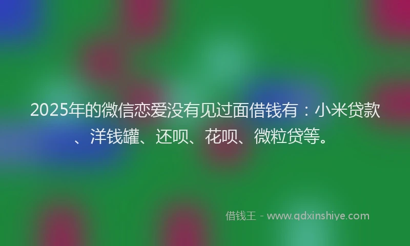 2025年的微信恋爱没有见过面借钱有：小米贷款、洋钱罐、还呗、花呗、微粒贷等。