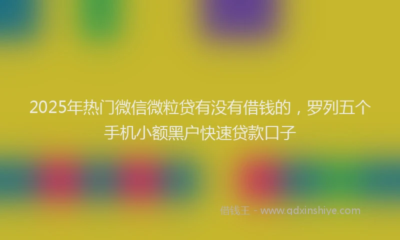 2025年热门微信微粒贷有没有借钱的，罗列五个手机小额黑户快速贷款口子