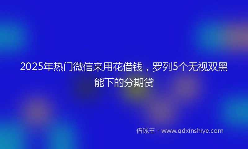 2025年热门微信来用花借钱，罗列5个无视双黑能下的分期贷