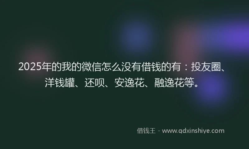 2025年的我的微信怎么没有借钱的有：投友圈、洋钱罐、还呗、安逸花、融逸花等。