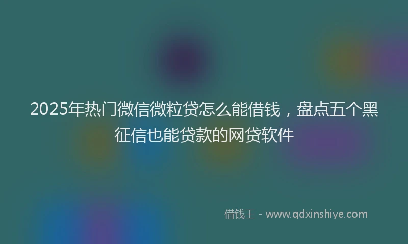 2025年热门微信微粒贷怎么能借钱，盘点五个黑征信也能贷款的网贷软件