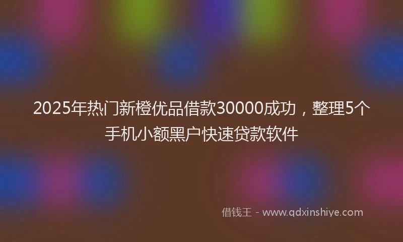 2025年热门新橙优品借款30000成功，整理5个手机小额黑户快速贷款软件